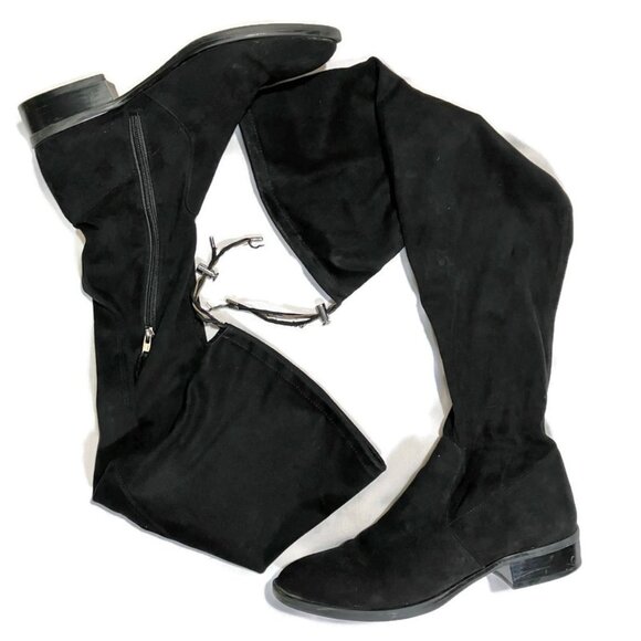 Sam Edelman Paloma Riding Boots Over The Knee OTK Tall Black Fabric Suede Mod 10 - Picture 2 of 5